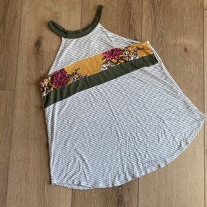 7th Ray size L large striped floral tank top